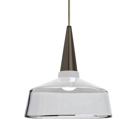 Besa Lighting Baron 10 Cord Pendant, White/Clear, Bronze Finish, 1x9W LED 1JT-BARON10WH-LED-BR